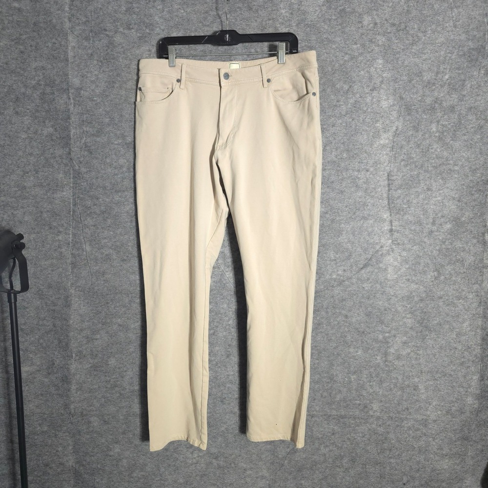Swet Tailor Pants Mens 36x32 Khaki Beige Stretch Cotton 5-Pocket Chino Straight